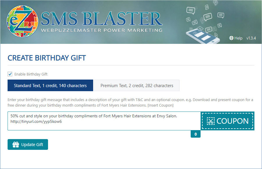Manage SMS Birthday Gift Manage SMS Birthday Gift