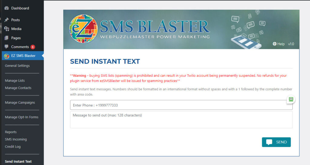 Send SMS Text