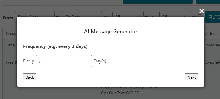 AI Frequency of Messages to Send
