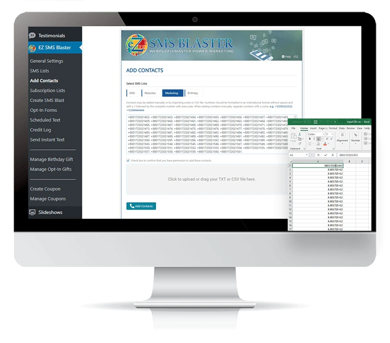 Ez SMS Blaster SMS Marketing Plugin Import Contacts