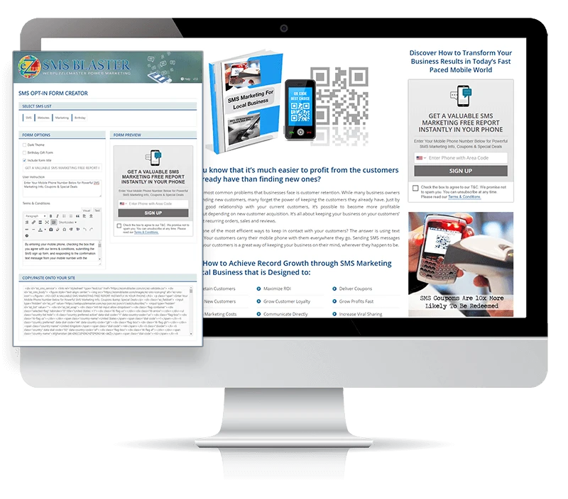 Ez SMS Blaster SMS Marketing WordPress Plugin Create Opt-In Form with Incentive
