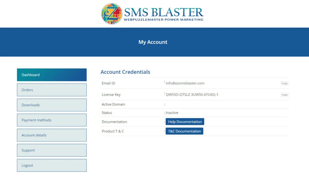 ez SMS Blaster my admin