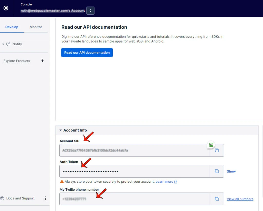 Twilio Console Credentials
